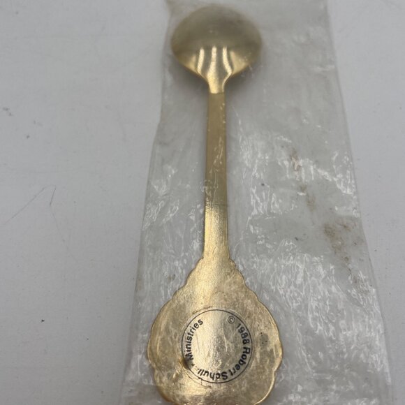 Gold Souvenir Spoon With Floral Enamel Design & "I Will Bloom Where I Am Planted - Picture 5 of 6